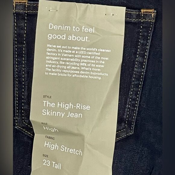 Everlane NWT Skinny Jean in Dark Indigo Size 23 Tall Authentic Stretch - Picture 5 of 10